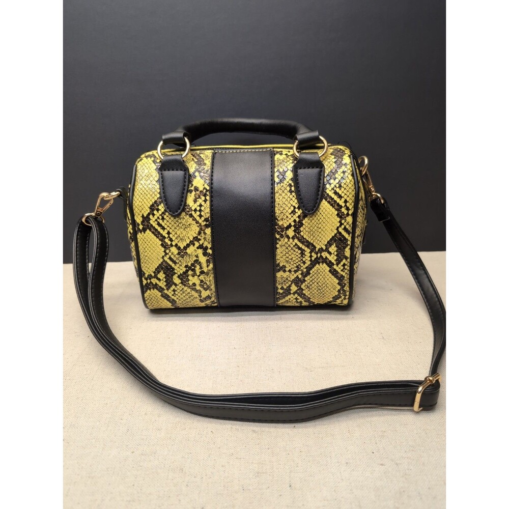 Olivia Miller Matilda Satchel Handbag Yellow Black Snake Print w/Gold Accents